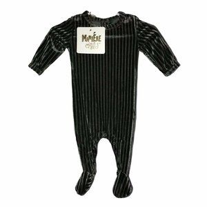 NWT Maniere Child Ribbed Velvet Footie Romper 3 Mo